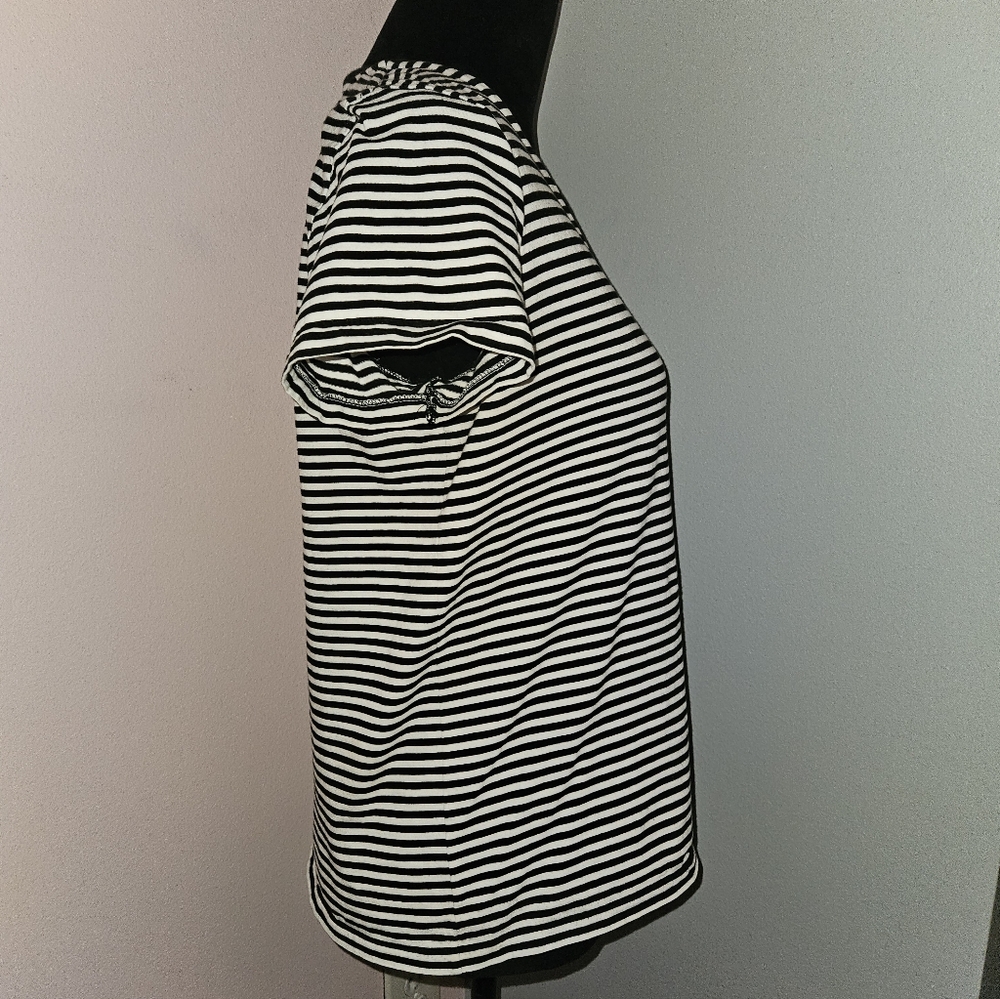Ralph Lauren Classic Black & White Striped Top - Size Large - Picture 3 of 7